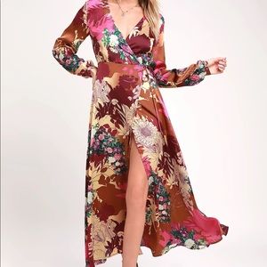 New With Tags! Lulus Satin Wrap Dress